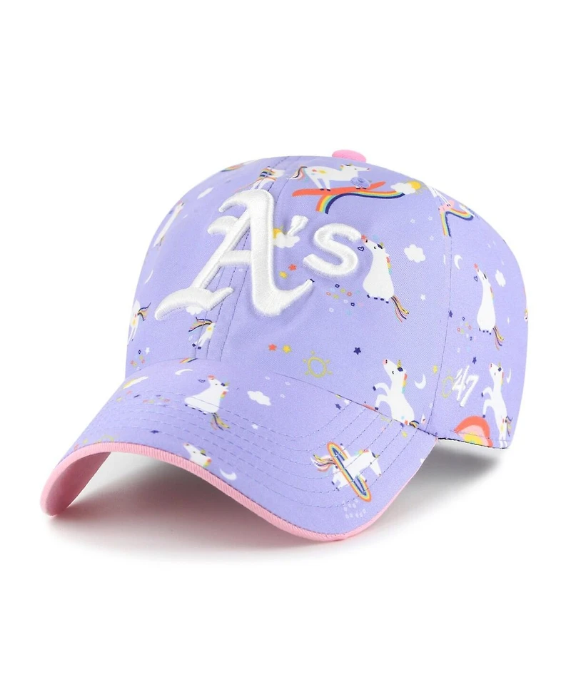 '47 Brand Big Girls Lavender Athletics Unicorn Clean Up Adjustable Hat