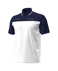 Under Armour Men's White/Navy Notre Dame Fighting Irish Green Blocked Polo Shirt