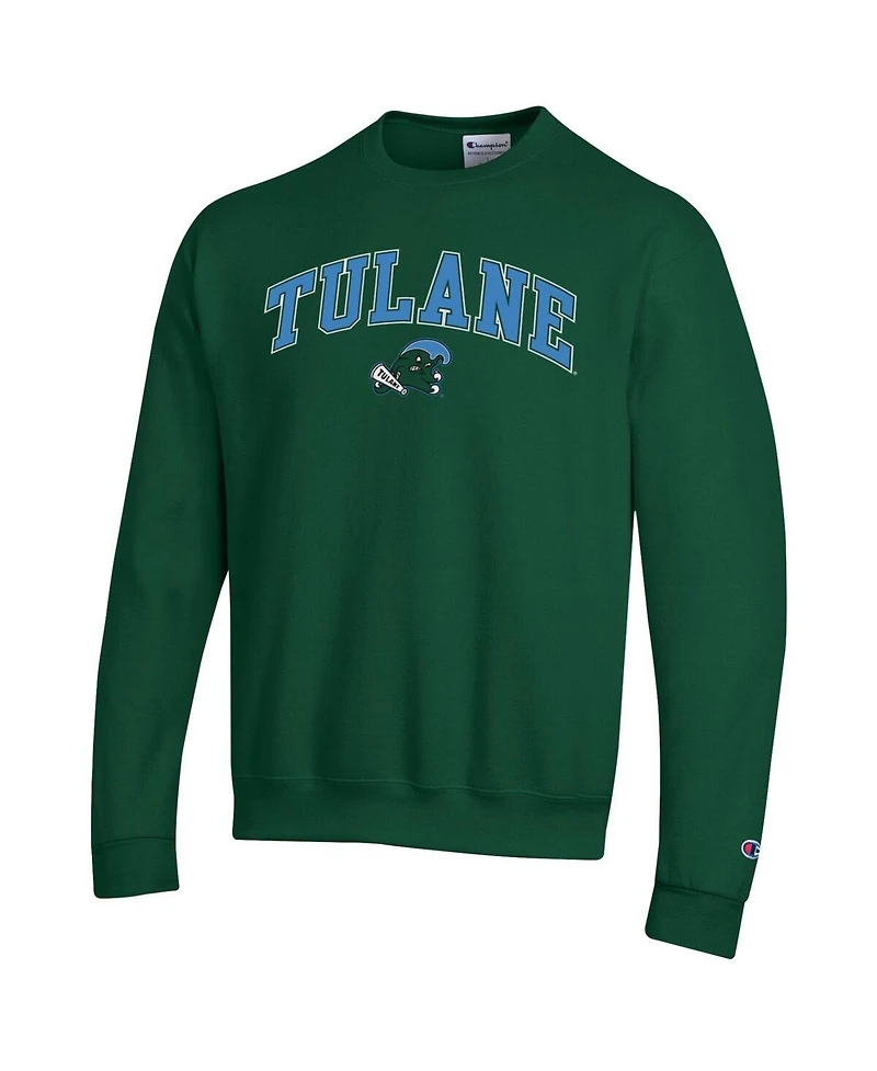 Champion Men's Green Tulane Wave Arch Over Logo Pullover Sweatshirt