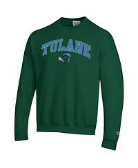 Champion Men's Green Tulane Wave Arch Over Logo Pullover Sweatshirt