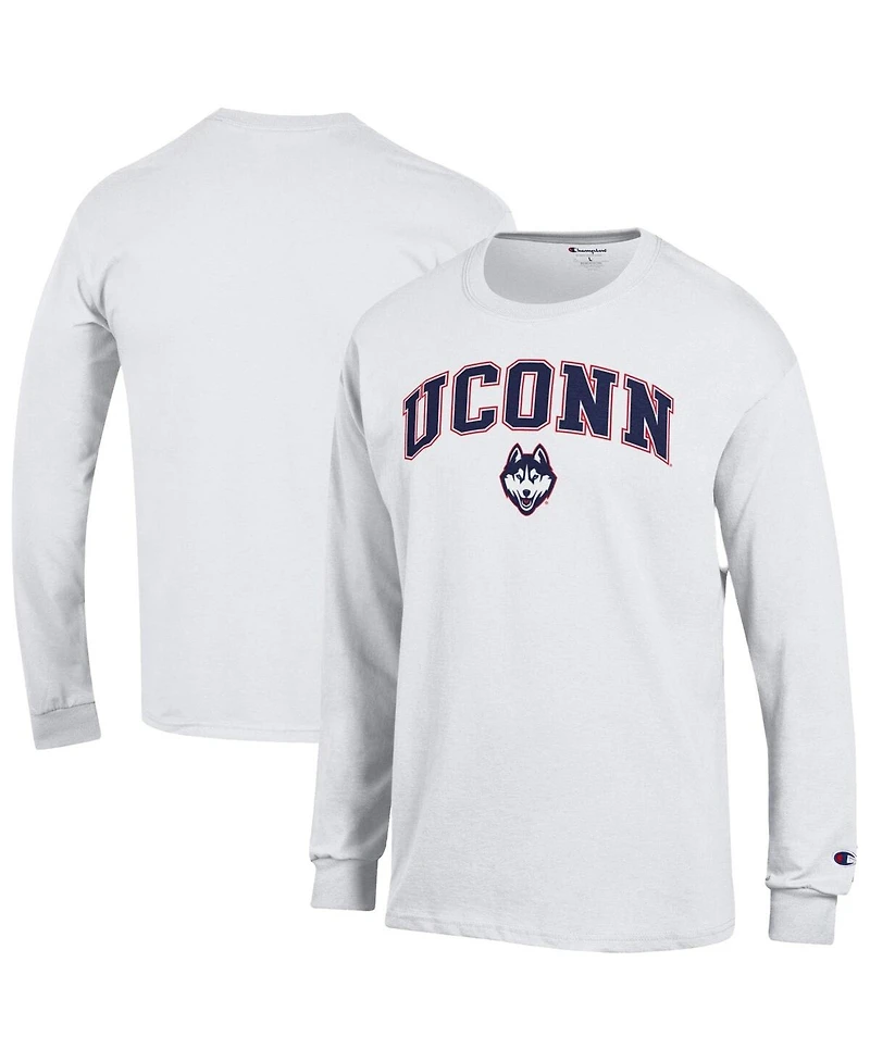 Champion Men's White UConn Huskies Arch Over Logo Long Sleeve T-Shirt