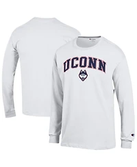Champion Men's White UConn Huskies Arch Over Logo Long Sleeve T-Shirt