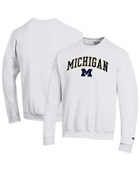 Champion Men's White Michigan Wolverines Arch Over Logo Pullover Sweatshirt