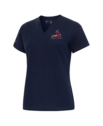 Antigua Women's Navy St. Louis Cardinals Notch Neck T-Shirt