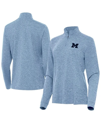 Antigua Women's Heather Light Blue Michigan Wolverines Mentor Quarter-Zip Sweatshirt