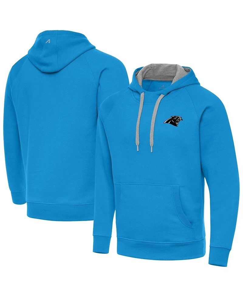 Antigua Men's Blue Carolina Panthers Brushed Carbon Victory Pullover Hoodie