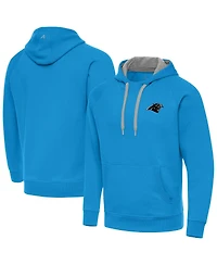 Antigua Men's Blue Carolina Panthers Brushed Carbon Victory Pullover Hoodie