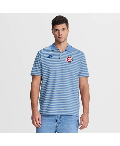 Nike Men's Light Blue Chicago Cubs Cooperstown Collection Dri-fit Victory Striped Polo Shirt