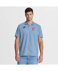 Nike Men's Light Blue Chicago Cubs Cooperstown Collection Dri-fit Victory Striped Polo Shirt