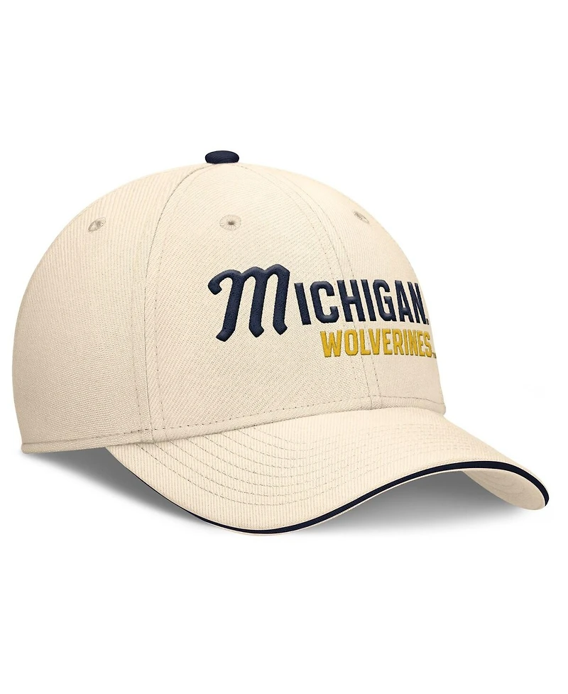 Jordan Men's Natural Michigan Wolverines 2026 Primetime Swooshflex Hat