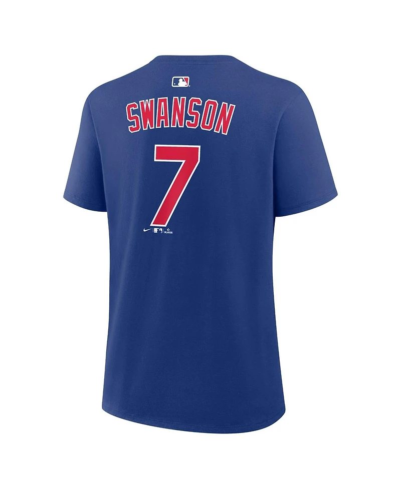 Nike Women's Dansby Swanson Royal Chicago Cubs Name and Number T-Shirt