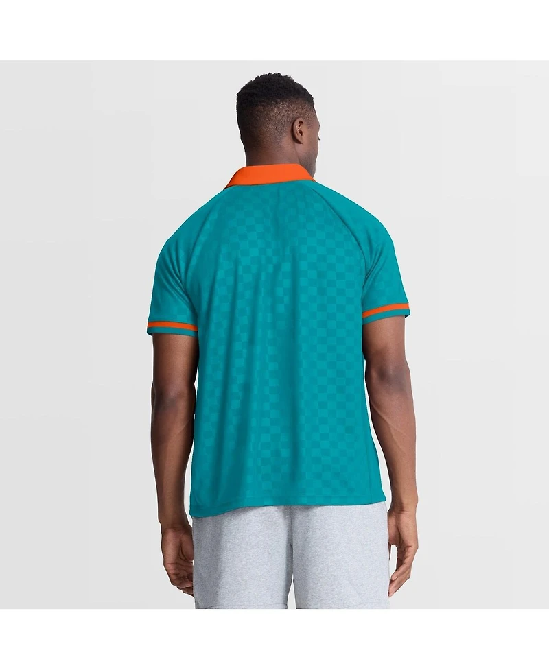 Fanatics Men's Aqua/Orange Miami Dolphins Homerun Raglan V-Neck Polo Shirt