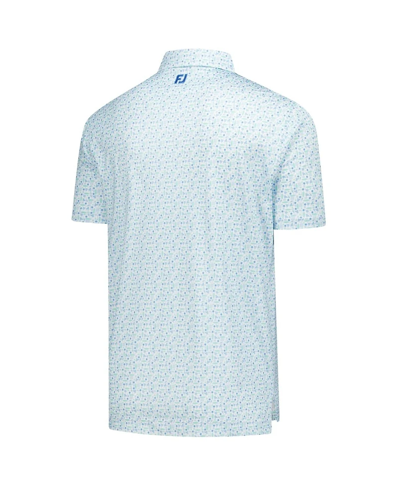 FootJoy Men's Light Blue The Players Surfs Up Print Lisle Polo Shirt