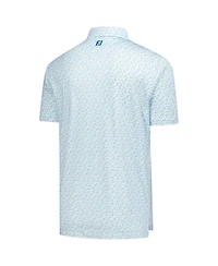 FootJoy Men's Light Blue The Players Surfs Up Print Lisle Polo Shirt