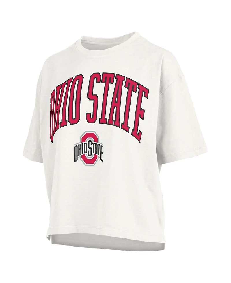 Pressbox Women's White Ohio State Buckeyes Plus Nelson Motley Crew Oversized Slub T-Shirt
