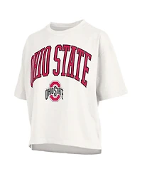Pressbox Women's White Ohio State Buckeyes Plus Nelson Motley Crew Oversized Slub T-Shirt