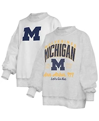 Pressbox Women's Heather Gray Michigan Wolverines Reversible Sweatshirt