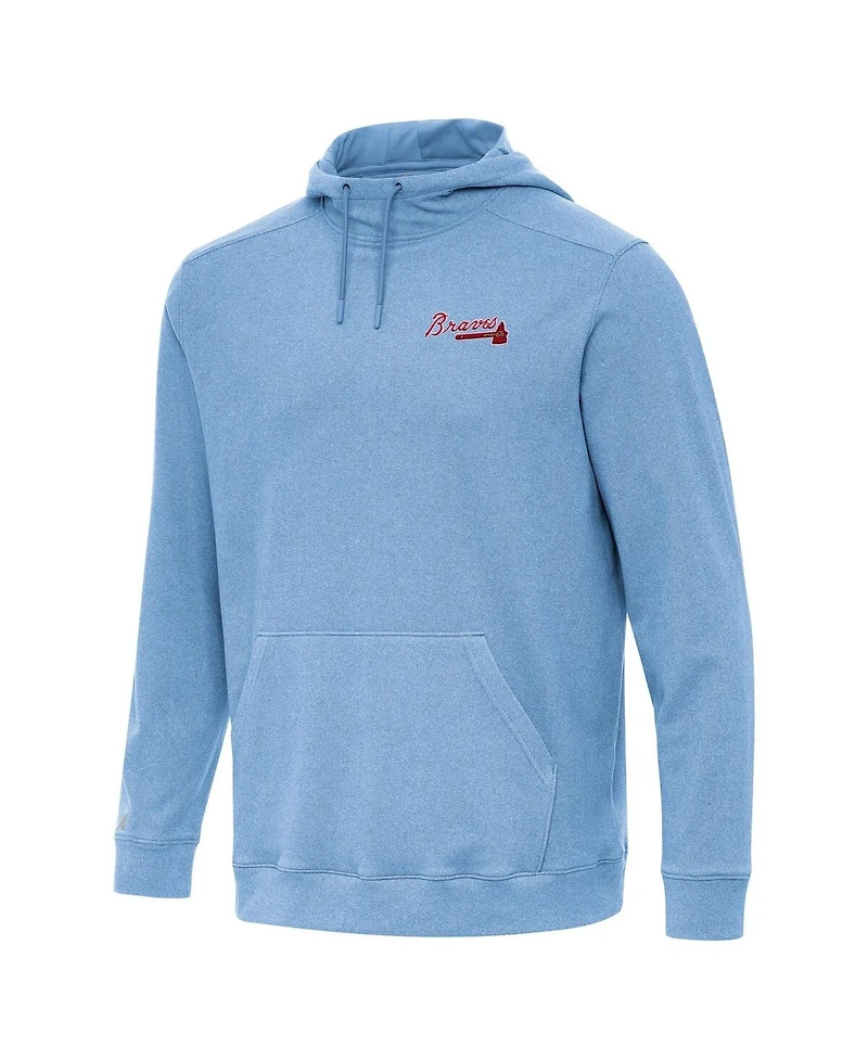 Antigua Men's Heather Powder Blue Atlanta Braves Cloud Pullover Hoodie