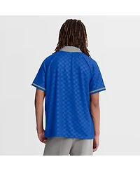 Fanatics Men's Blue/Gray Detroit Lions Homerun Raglan V-Neck Polo Shirt