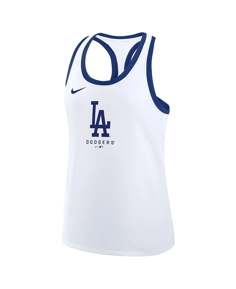 Nike Women's White Los Angeles Dodgers Tri-Blend Dri-fit Racerback Tank Top