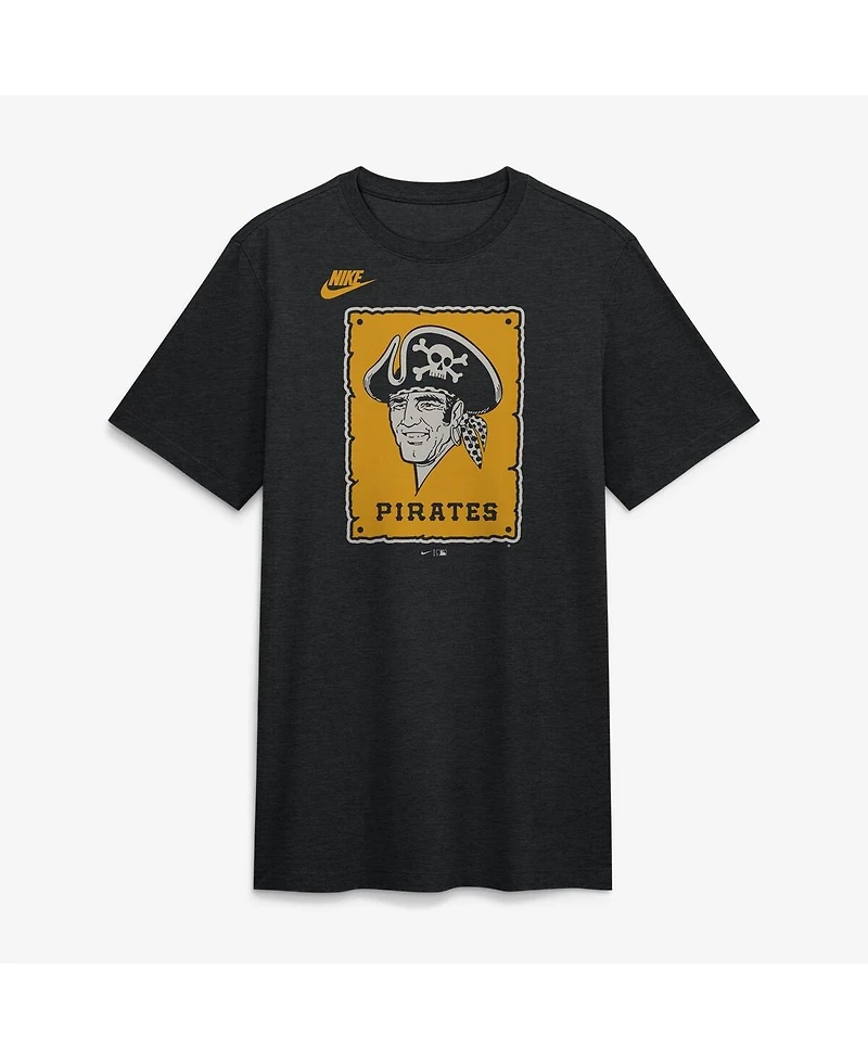 Nike Men's Heather Black Pittsburgh Pirates Cooperstown Logo Tri-Blend T-Shirt
