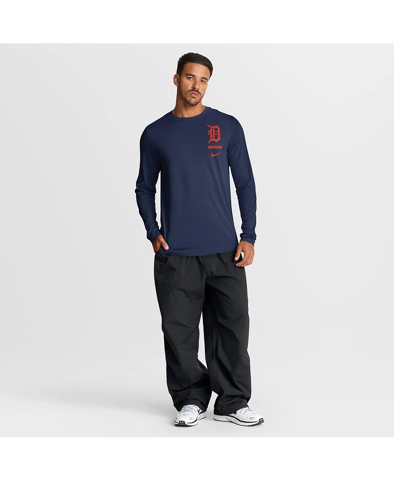 Nike Men's Navy Detroit Tigers 2-Hit Legend Dri-fit Long Sleeve T-Shirt