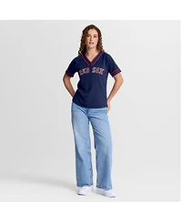 Fanatics Women's Navy Boston Red Sox Diva Race Ahead Raglan V-Neck T-Shirt
