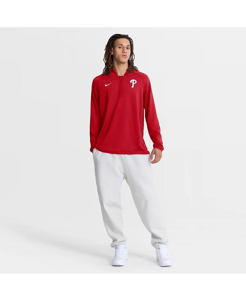 Nike Men's Red Philadelphia Phillies Authentic Collection Dri-fit Raglan Half-Zip Pullover Sweatshirt