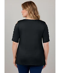 Avenue Women's Lattice Sleeve Tunic