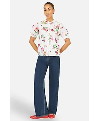 Yumi Women's Cotton Broderie Anglaise Floral Shirt