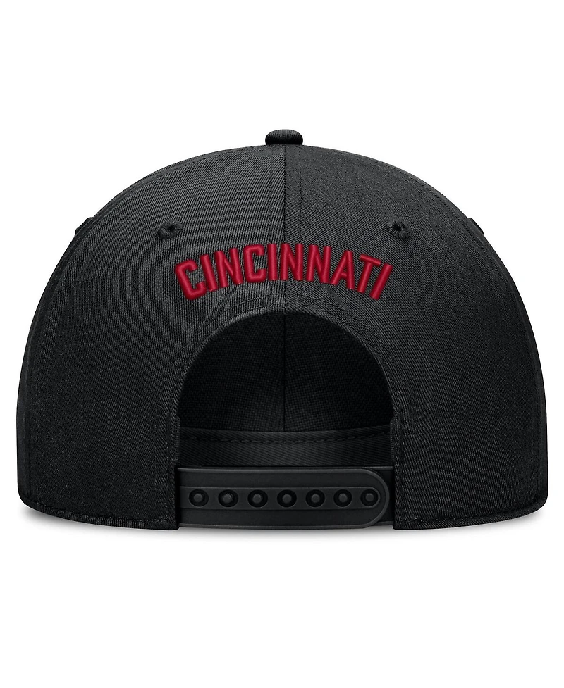 Nike Men's Black Cincinnati Reds Cooperstown Rise Adjustable Hat