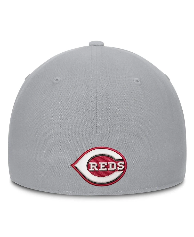 Nike Men's Gray Cincinnati Reds Primetime Rise Dri-fit Flex Hat