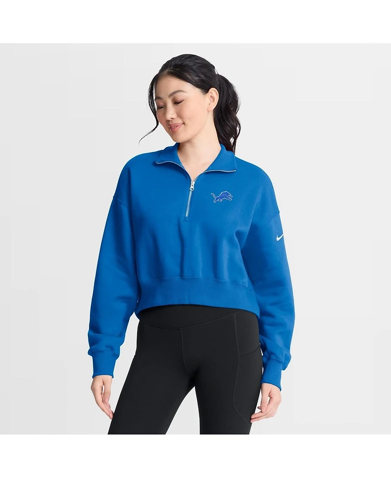 Nike Women's Blue Detroit Lions Phoenix Fleece Quarter-Zip Sweatshirt