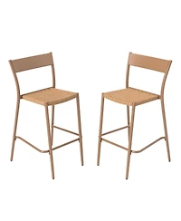 Slickblue Outdoor Bar Stools Set of 2 Rattan Seat Metal Back Design
