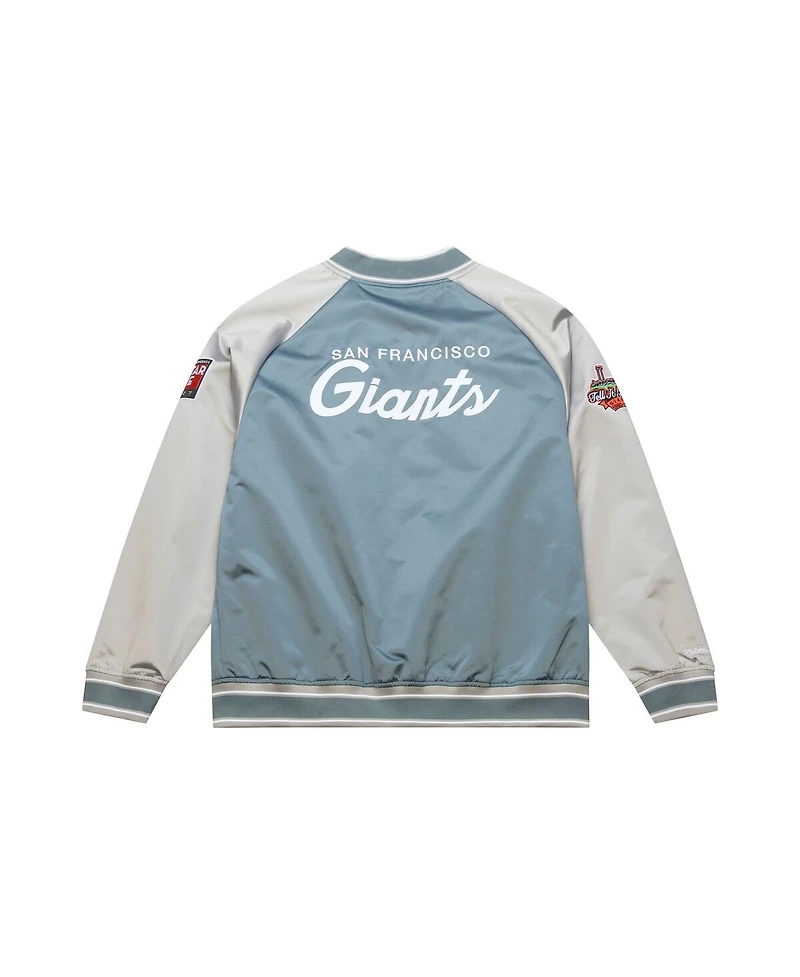 Mitchell & Ness Men's Gray San Francisco Giants Thunderstorm Head Coach Lightweight Satin Full-Snap Jacket