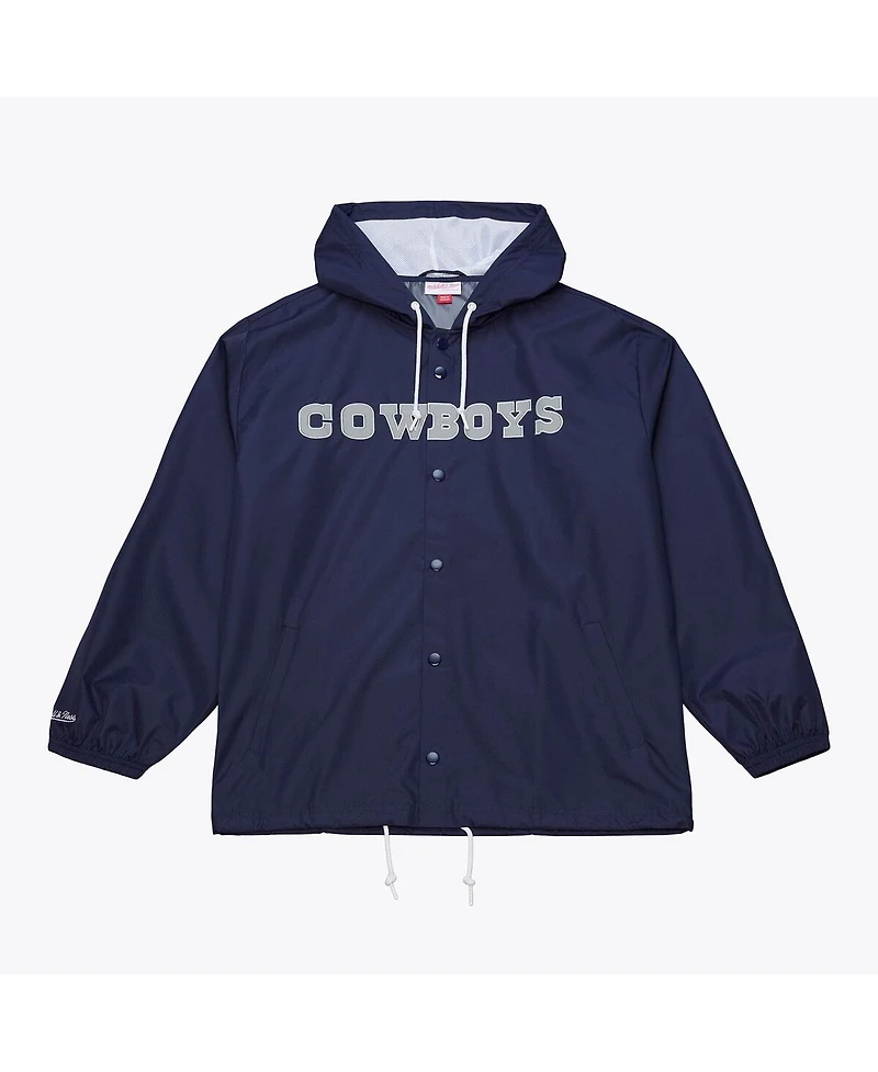 Mitchell & Ness Men's Navy Dallas Cowboys Full-Snap Hooded Coaches Jacket