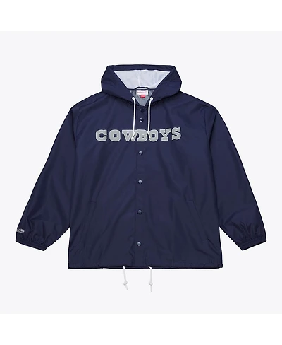 Mitchell & Ness Men's Navy Dallas Cowboys Full-Snap Hooded Coaches Jacket