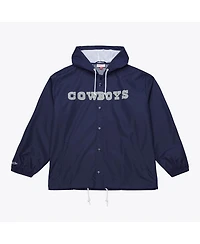 Mitchell & Ness Men's Navy Dallas Cowboys Full-Snap Hooded Coaches Jacket