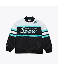 Mitchell & Ness Men's Black San Antonio Spurs Hardwood Classics Head Coach Lightweight Satin Full-Snap Jacket