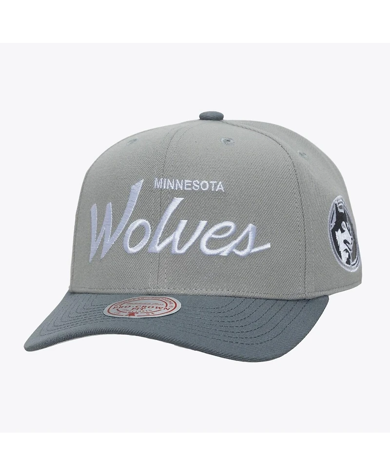 Mitchell & Ness Men's Gray Minnesota Timberwolves Thunderstorm Head Coach Pro Crown Snapback Hat
