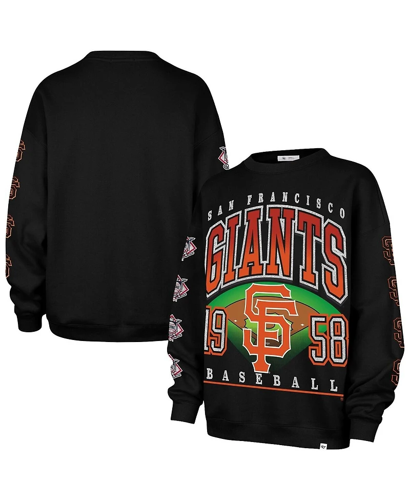 '47 Brand Women's Black San Francisco Giants Trendy Team Go Big Oversized Sweatshirt