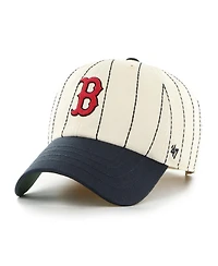 '47 Brand Men's x Rawlings Natural/Navy Boston Red Sox Pinstripe Clean Up Adjustable Hat