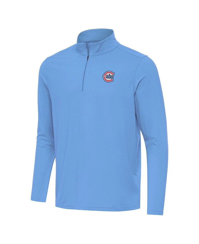 Antigua Men's Powder Blue Chicago Cubs Alternate Logo Intent Quarter-Zip Pullover Sweatshirt