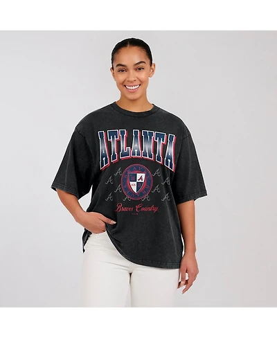 Wear by Erin Andrews Women's Black Atlanta Braves Oversized Boyfriend T-Shirt