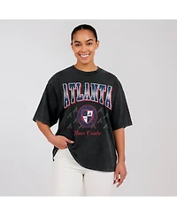 Wear by Erin Andrews Women's Black Atlanta Braves Oversized Boyfriend T-Shirt
