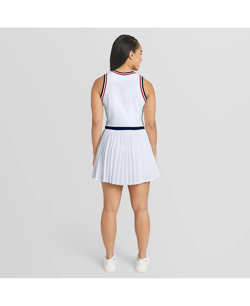 Wear by Erin Andrews Women's White Boston Red Sox Zip-Front Pleated Tri-Blend Scoop Neck Tank Dress