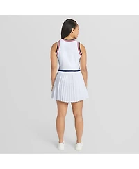 Wear by Erin Andrews Women's White Boston Red Sox Zip-Front Pleated Tri-Blend Scoop Neck Tank Dress