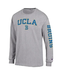 Champion Men's Heather Gray Ucla Bruins Arch Over Logo 2-Hit Long Sleeve T-Shirt