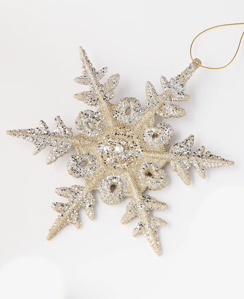 Holiday Lane Christmas Giltters Silver Snowflake Ornament, Macy's Exclusive