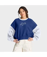 Nike Women's Royal/White New York Mets Oversized High Hip Fleece Sweatshirt